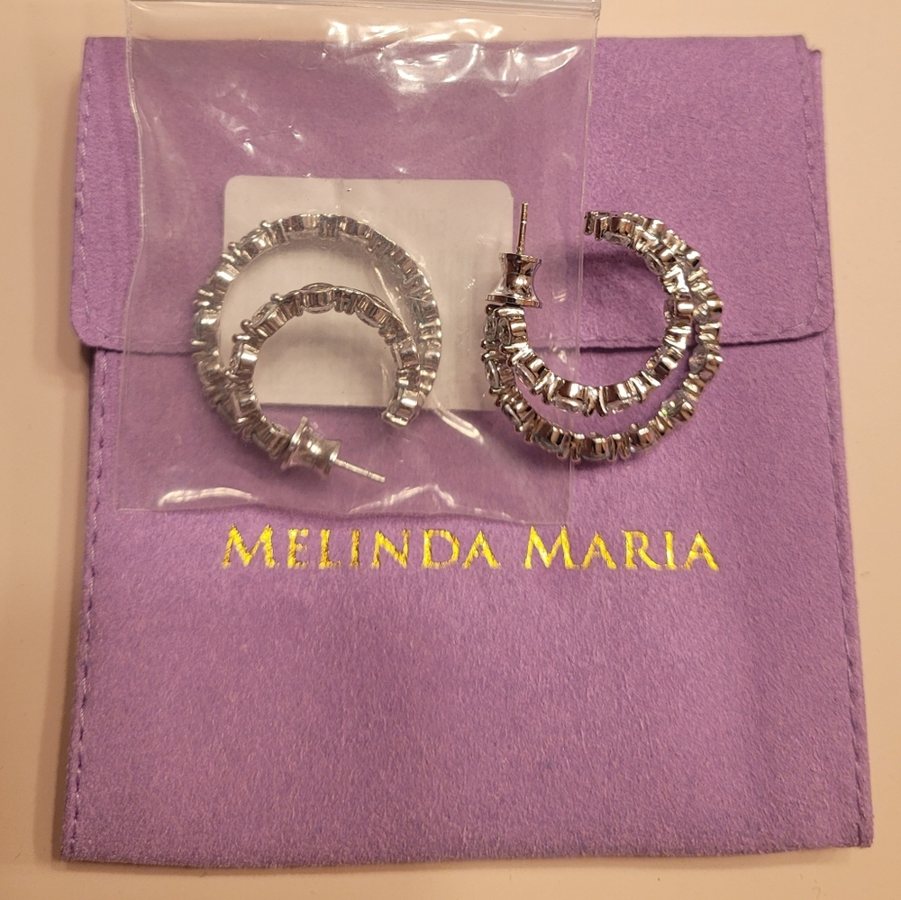 She's an Icon Double Hoops Silver with White Diamondettes - Picture 3 of 3